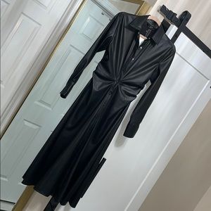 Zara leather jacket long duster button up small